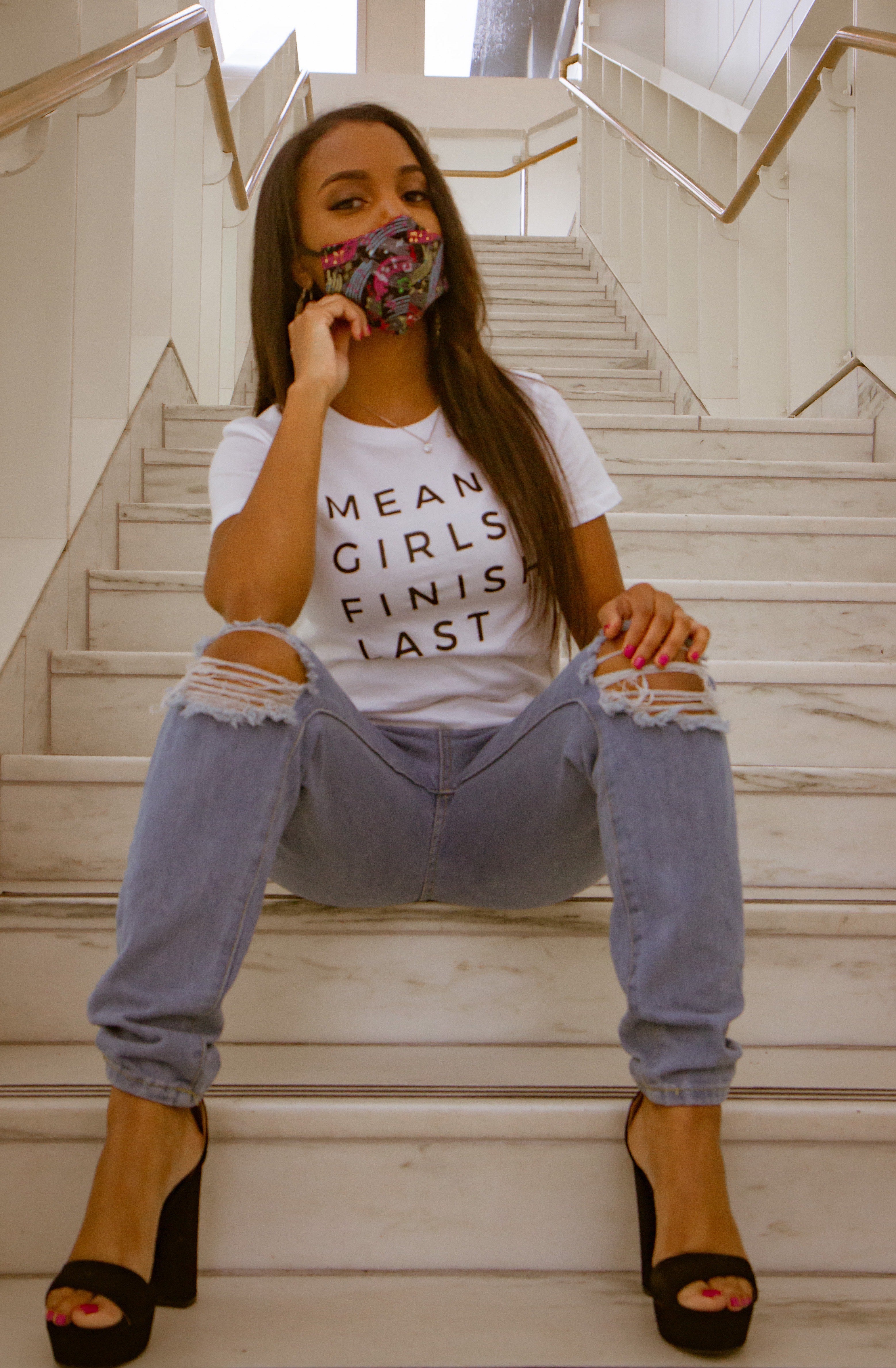 the nice girl || detroit brand women's white slim fit  motivational quote t-shirt