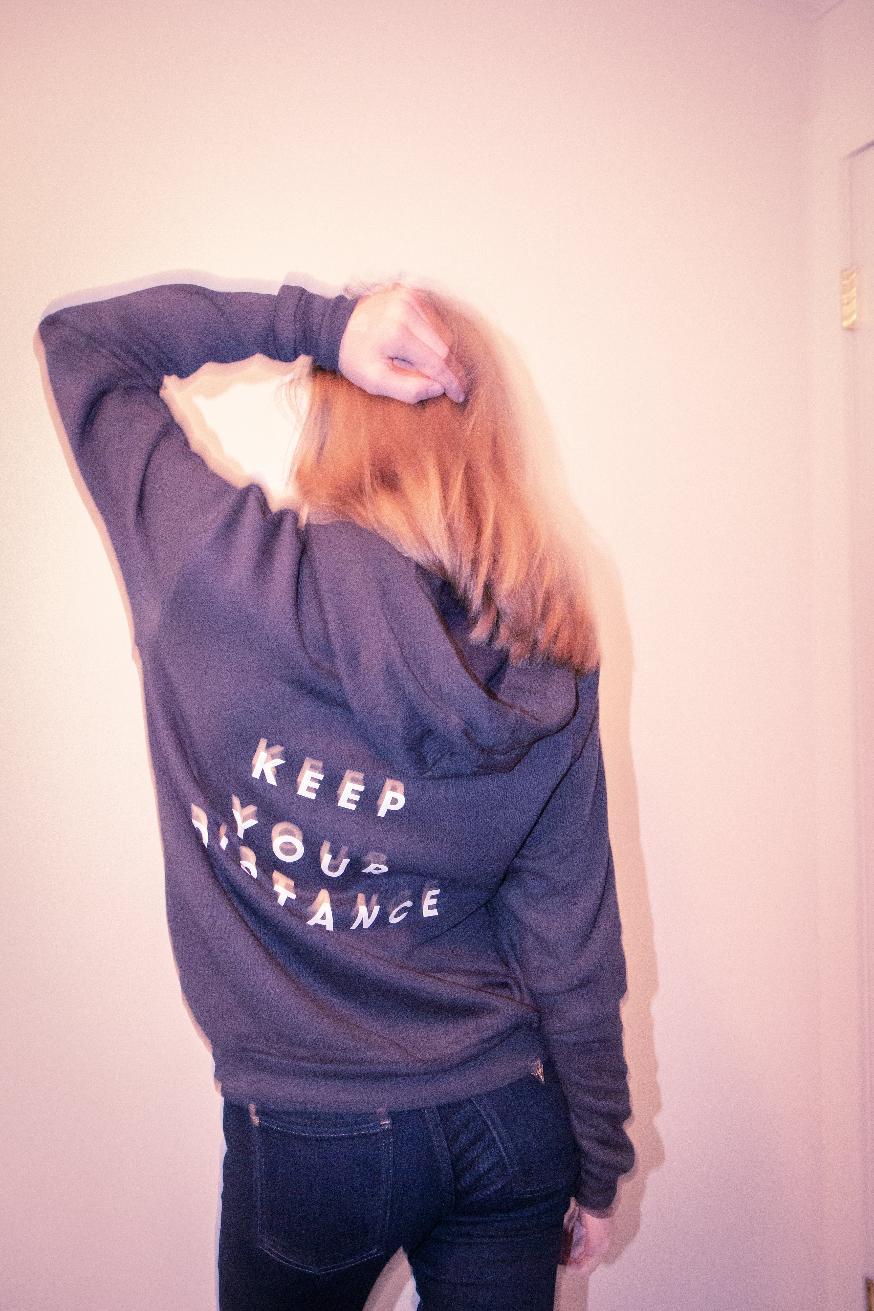 social distance hoodie || charcoal grey unisex quote hoodie with screen print